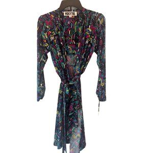 Vicky Tiel Muliticolor Abstract Print Wrap Dress Small NEW Maximalist Artsy
